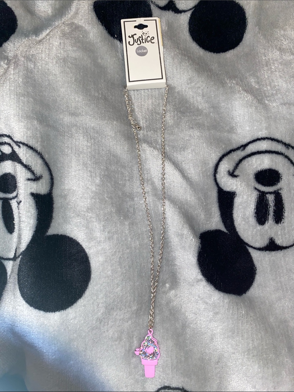 Justice Pink Ice Cream Charm Necklace with Silver Chain